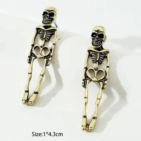 Halloween Skull Skeleton Removable Stud Earrings Ghost Couple Human Body Earring - Picture 1 of 5